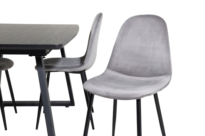 Ruokailuryhmä Venture Home Inca-jatkettava ruokailuryhmä 160 cm suorakaiteen muotoinen, sisältää 4 Polar-tuolia Musta/Vaaleanharmaa - Huonekalut - Pöytä & ruokailuryhmä - Ruokailuryhmä