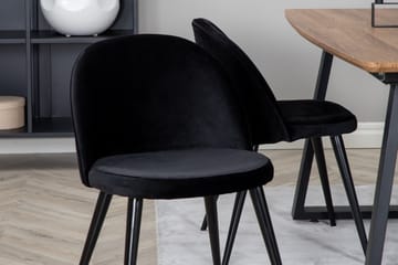 Ruokailuryhmä Venture Home Inca-ruokailuryhmä 160 cm, suorakaiteen muotoinen, 4 Velvet-tuolia Musta/Luonnonväri - Huonekalut - Pöytä & ruokailuryhmä - Ruokailuryhmä