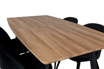 Ruokailuryhmä Venture Home Inca-ruokailuryhmä 160 cm, suorakaiteen muotoinen, 4 Velvet-tuolia Musta/Luonnonväri - Huonekalut - Pöytä & ruokailuryhmä - Ruokailuryhmä