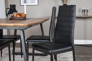 Ruokailuryhmä Venture Home Inca-ruokailuryhmä 160 cm suorakaiteen muotoinen, sisältää 4 Slim-tuolia Musta/Luonnonväri - Huonekalut - Pöytä & ruokailuryhmä - Ruokailuryhmä