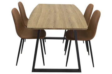 Ruokailuryhmä Venture Home Inca-ruokailuryhmä 160 cm suorakaiteen muotoinen, sisältää 4 Polar-tuolia Musta/ruskea/luonnonväri - Huonekalut - Pöytä & ruokailuryhmä - Ruokailuryhmä