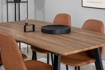 Ruokailuryhmä Venture Home Inca-ruokailuryhmä 160 cm suorakaiteen muotoinen, sisältää 4 Polar-tuolia Musta/ruskea/luonnonväri - Huonekalut - Pöytä & ruokailuryhmä - Ruokailuryhmä