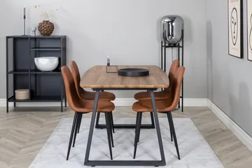 Ruokailuryhmä Venture Home Inca-ruokailuryhmä 160 cm suorakaiteen muotoinen, sisältää 4 Polar-tuolia Musta/ruskea/luonnonväri - Huonekalut - Pöytä & ruokailuryhmä - Ruokailuryhmä