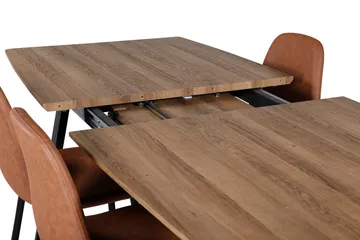 Ruokailuryhmä Venture Home Inca-ruokailuryhmä 160 cm suorakaiteen muotoinen, sisältää 4 Polar-tuolia Musta/ruskea/luonnonväri - Huonekalut - Pöytä & ruokailuryhmä - Ruokailuryhmä