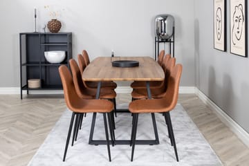 Ruokailuryhmä Venture Home Inca-ruokailuryhmä 160 cm suorakaiteen muotoinen, sisältää 8 Polar-tuolia Musta/ruskea/luonnonväri - Huonekalut - Pöytä & ruokailuryhmä - Ruokailuryhmä