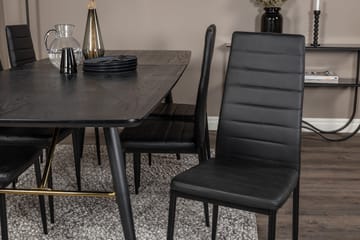 Ruokailuryhmä Venture Home Irunea-jatkettava ruokailuryhmä 180–220 cm suorakaiteen muotoinen, sisältää 6 Zovese-tuolia Musta/KULTA - Huonekalut - Pöytä & ruokailuryhmä - Ruokailuryhmä