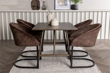 Ruokailuryhmä Venture Home Kaseidon-ruokailuryhmä 120 cm suorakaiteen muotoinen, sisältää 4 Evening-tuolia Tummanruskea - Huonekalut - Pöytä & ruokailuryhmä - Ruokailuryhmä