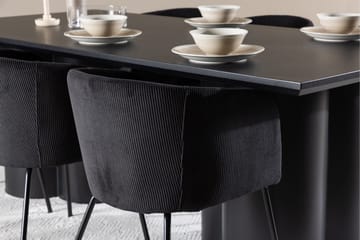 Ruokailuryhmä Venture Home Olivia-ruokailuryhmä 210 cm, suorakulmainen, 6 Berit-tuolia Musta/Musta/Musta - Huonekalut - Pöytä & ruokailuryhmä - Ruokailuryhmä