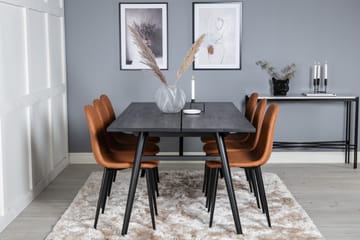 Ruokailuryhmä Venture Home Sleek-ruokailuryhmä, jatkettava, 195 cm, suorakaiteen muotoinen, 6 Polar-tuolia Musta/Ruskea - Huonekalut - Pöytä & ruokailuryhmä - Ruokailuryhmä