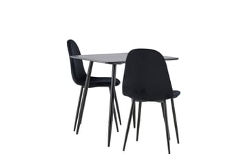 Ruokailuryhmä Venture Home Polar-ruokailuryhmä 75 cm, neliö, 2 Polar-tuolilla Musta/Musta/Musta - Huonekalut - Pöytä & ruokailuryhmä - Ruokailuryhmä