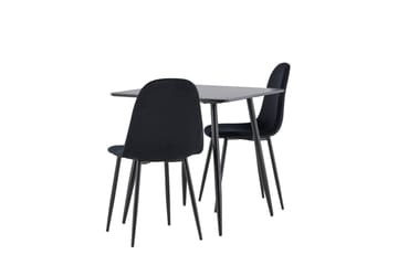 Ruokailuryhmä Venture Home Polar-ruokailuryhmä 75 cm, neliö, 2 Polar-tuolilla Musta/Musta/Musta - Huonekalut - Pöytä & ruokailuryhmä - Ruokailuryhmä