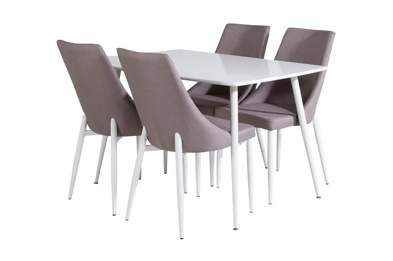 Ruokailuryhmä Yegua 120 cm 4 Abran tuolia, Valkoinen/Harmaa