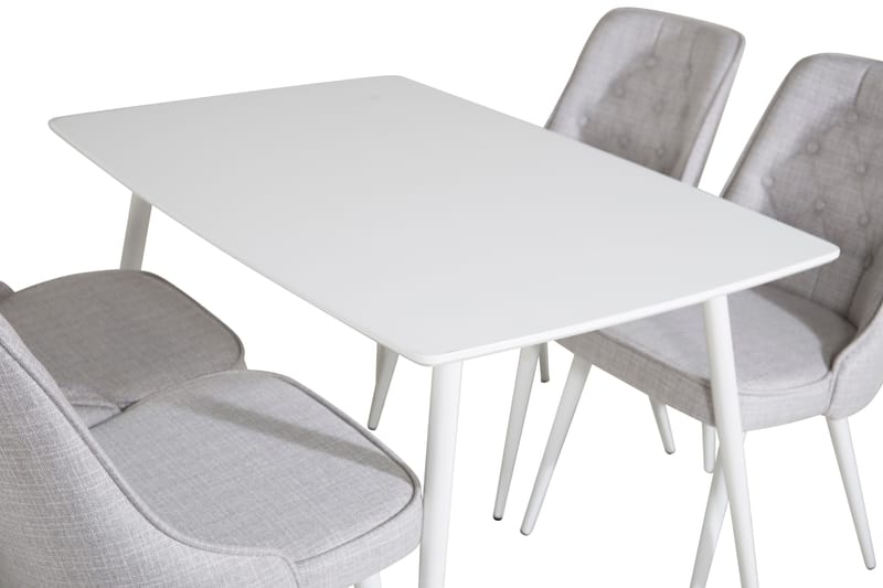 Ruokailuryhmä Yegua 120 cm 4 Chantor tuolia - Valkoinen/Harmaa - Huonekalut - Pöytä & ruokailuryhmä - Ruokailuryhmä