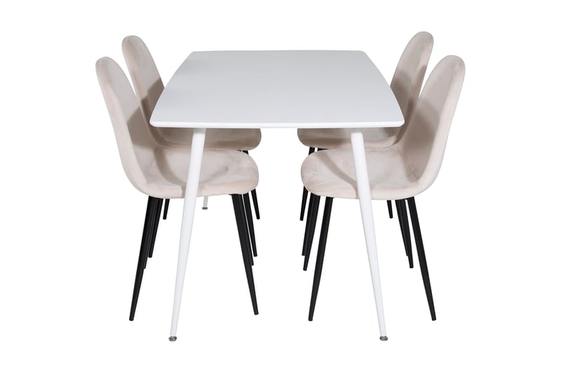 Ruokailuryhmä Yegua 120 cm 4 Tommy tuolia - Valkoinen/Musta/Beige - Huonekalut - Pöytä & ruokailuryhmä - Ruokailuryhmä