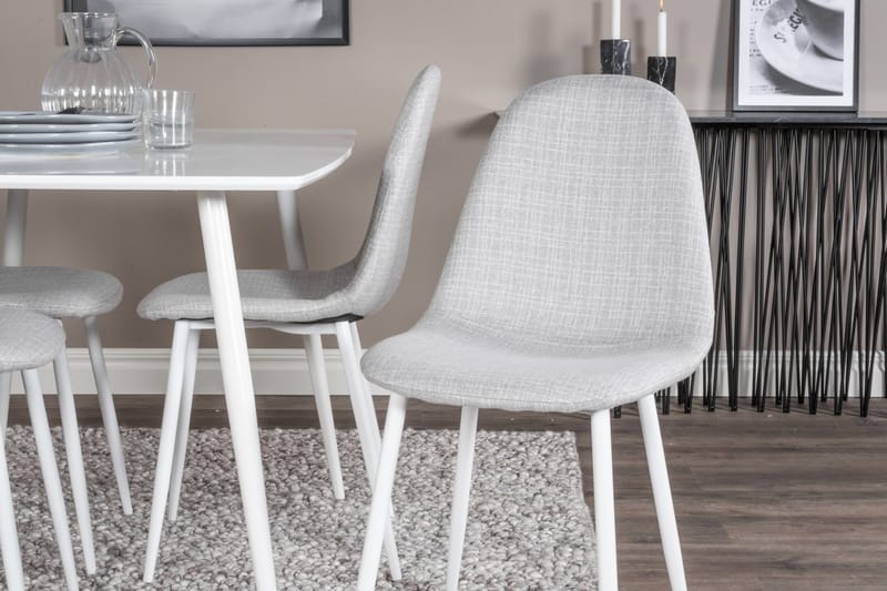 Ruokailuryhmä Yegua 120 cm 4 Yegua tuolia - Valkoinen/Harmaa - Huonekalut - Pöytä & ruokailuryhmä - Ruokailuryhmä