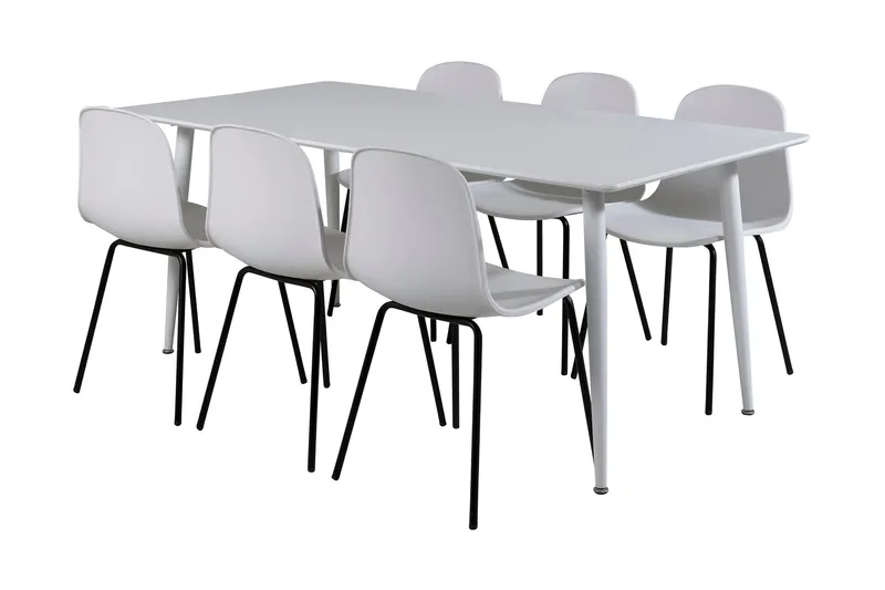 Ruokailuryhmä Yegua 180 cm 6 Labbetorp Tuolia, Valkoinen/Musta