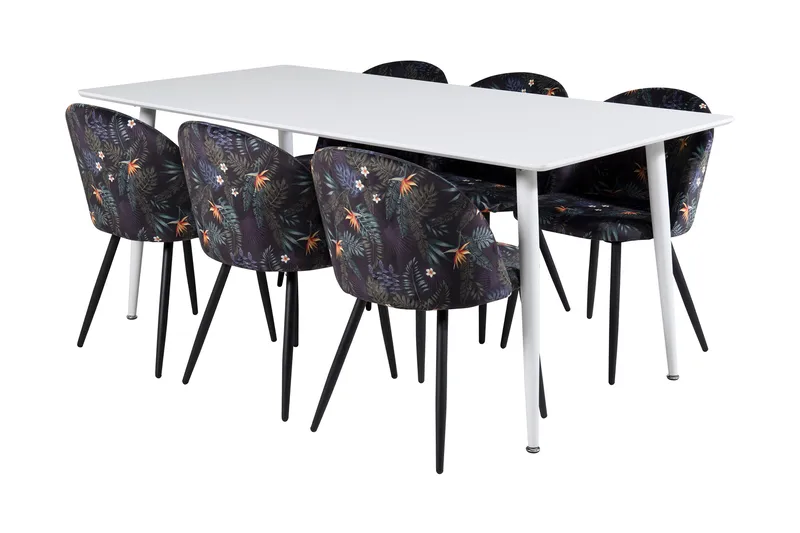 Ruokailuryhmä Yegua 180 cm 6 Longreone Tuolia, Valkoinen/Sininen/Musta