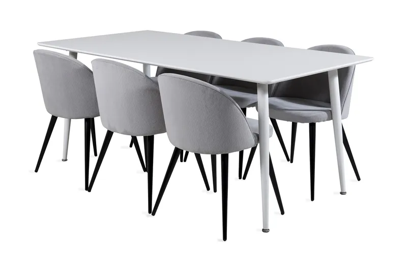 Ruokailuryhmä Yegua 180 cm 6 Luisa tuolia, Valkoinen/Harmaa