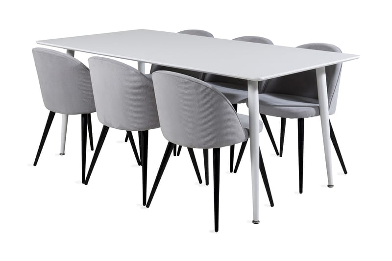 Ruokailuryhmä Yegua 180 cm 6 Luisa tuolia - Valkoinen/Harmaa - Huonekalut - Pöytä & ruokailuryhmä - Ruokailuryhmä