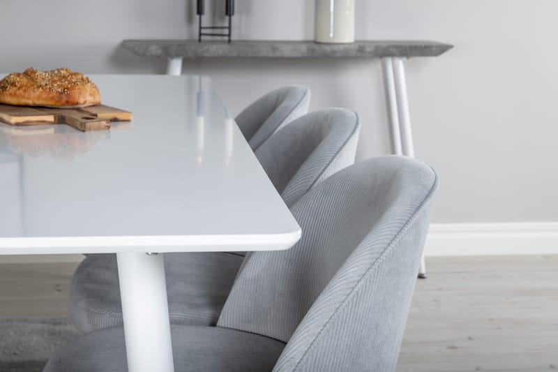 Ruokailuryhmä Yegua 180 cm 6 Luisa tuolia - Valkoinen/Harmaa - Huonekalut - Pöytä & ruokailuryhmä - Ruokailuryhmä