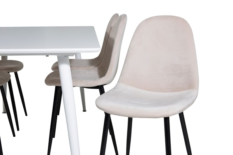 Ruokailuryhmä Yegua 180 cm 6 Tommy tuolia - Valkoinen/Musta/Beige - Huonekalut - Pöytä & ruokailuryhmä - Ruokailuryhmä