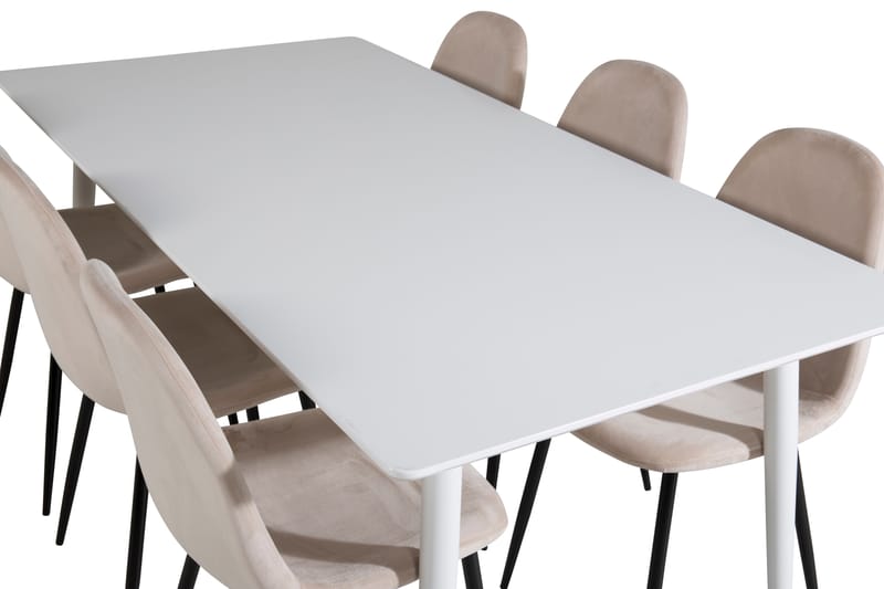 Ruokailuryhmä Yegua 180 cm 6 Tommy tuolia - Valkoinen/Musta/Beige - Huonekalut - Pöytä & ruokailuryhmä - Ruokailuryhmä