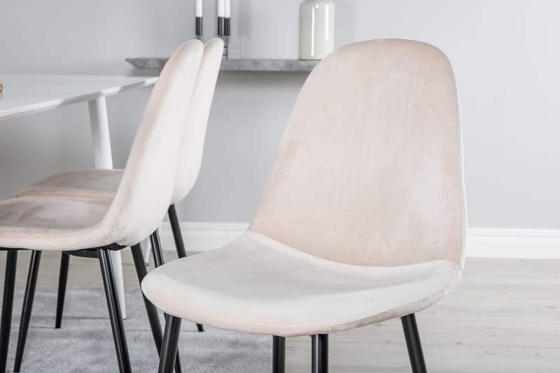 Ruokailuryhmä Yegua 180 cm 6 Tommy tuolia - Valkoinen/Musta/Beige - Huonekalut - Pöytä & ruokailuryhmä - Ruokailuryhmä