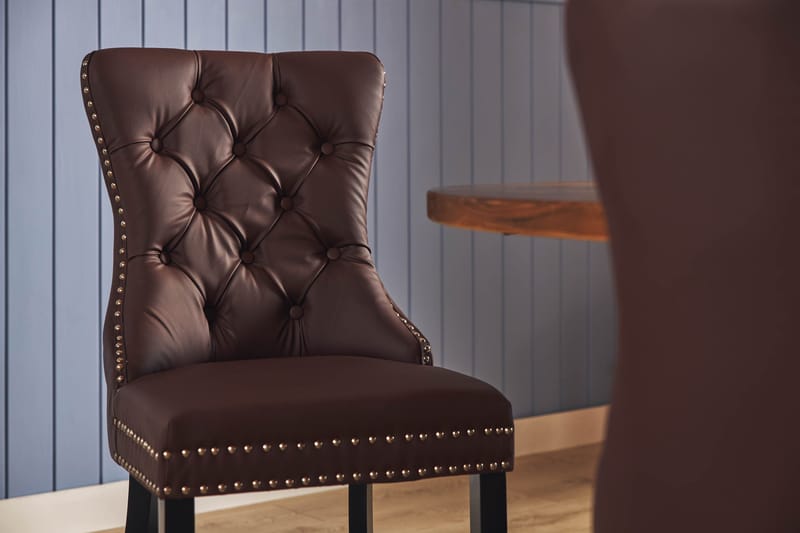 Ruokailuryhmä Yorkshire 120 cm Pyöreä 4 Lossmen tuolia Keino - Ruskea - Huonekalut - Pöytä & ruokailuryhmä - Ruokailuryhmä