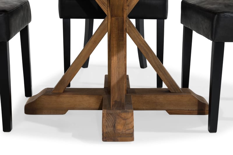 Ruokailuryhmä Yorkshire 120 cm Pyöreä 4 Hermione tuolia - Puu/Musta PU - Huonekalut - Pöytä & ruokailuryhmä - Ruokailuryhmä