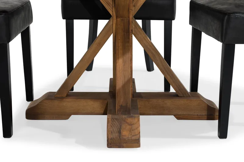 Ruokailuryhmä Yorkshire 120 cm Pyöreä 4 Hermione tuolia - Puu/Musta PU - Huonekalut - Pöytä & ruokailuryhmä - Ruokailuryhmä