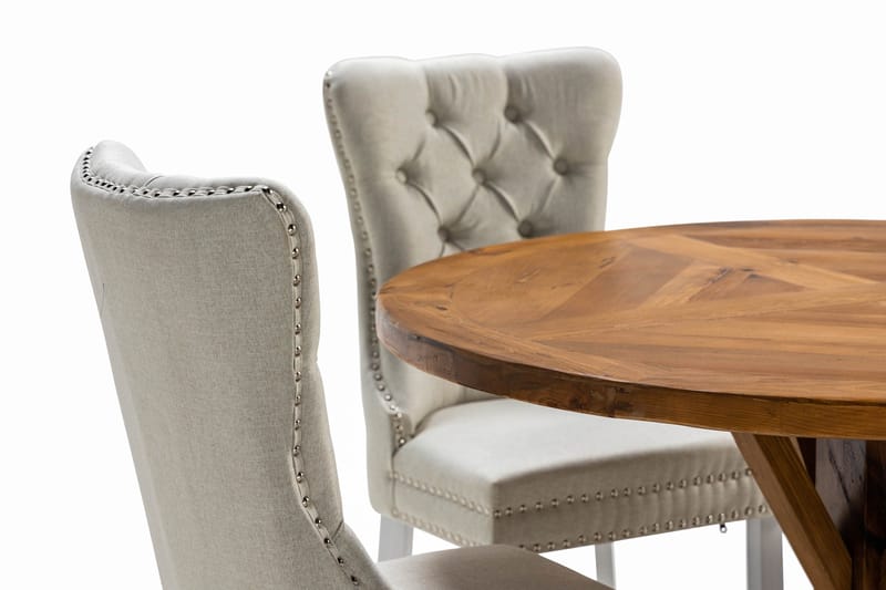 Ruokailuryhmä Yorkshire 120 cm Pyöreä 4 Lossmen tuolia - Ruskea - Huonekalut - Pöytä & ruokailuryhmä - Ruokailuryhmä