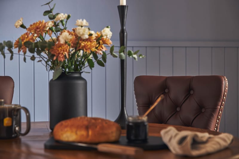 Ruokailuryhmä Yorkshire 120 cm Pyöreä 4 Lossmen tuolia Keino - Ruskea - Huonekalut - Pöytä & ruokailuryhmä - Ruokailuryhmä