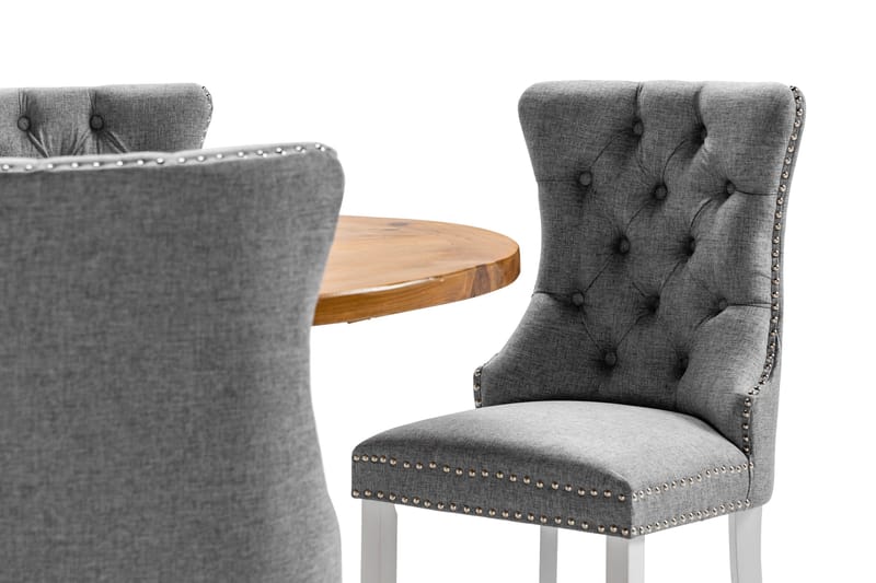 Ruokailuryhmä Yorkshire 120 cm Pyöreä 4 Lossmen tuolia - Ruskea / Valkoinen - Huonekalut - Pöytä & ruokailuryhmä - Ruokailuryhmä