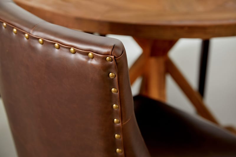 Ruokailuryhmä Yorkshire 120 cm Pyöreä 4 Hermione tuolia - Puu/Musta PU - Huonekalut - Pöytä & ruokailuryhmä - Ruokailuryhmä