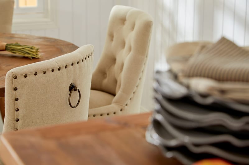 Ruokailuryhmä Yorkshire 120 cm Pyöreä 4 Ophelia tuolia - Puu/Beige - Huonekalut - Pöytä & ruokailuryhmä - Ruokailuryhmä