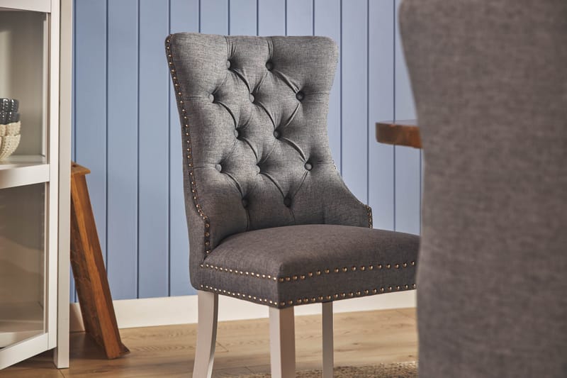 Ruokailuryhmä Yorkshire 120 cm Pyöreä 4 Lossmen tuolia - Ruskea / Valkoinen - Huonekalut - Pöytä & ruokailuryhmä - Ruokailuryhmä