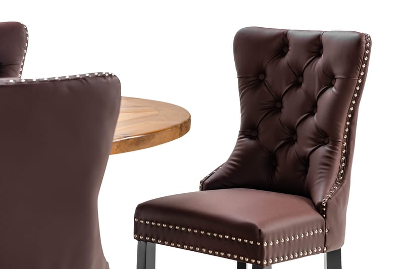 Ruokailuryhmä Yorkshire 120 cm Pyöreä 4 Lossmen tuolia Keino - Ruskea - Huonekalut - Pöytä & ruokailuryhmä - Ruokailuryhmä