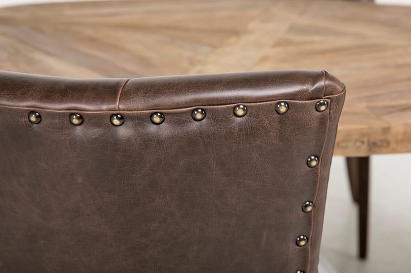 Ruokailuryhmä Yorkshire 150 cm Pyöreä 4 Hermione tuolia - Vintage Luonnonväri/Valk/Ruske - Huonekalut - Pöytä & ruokailuryhmä - Ruokailuryhmä