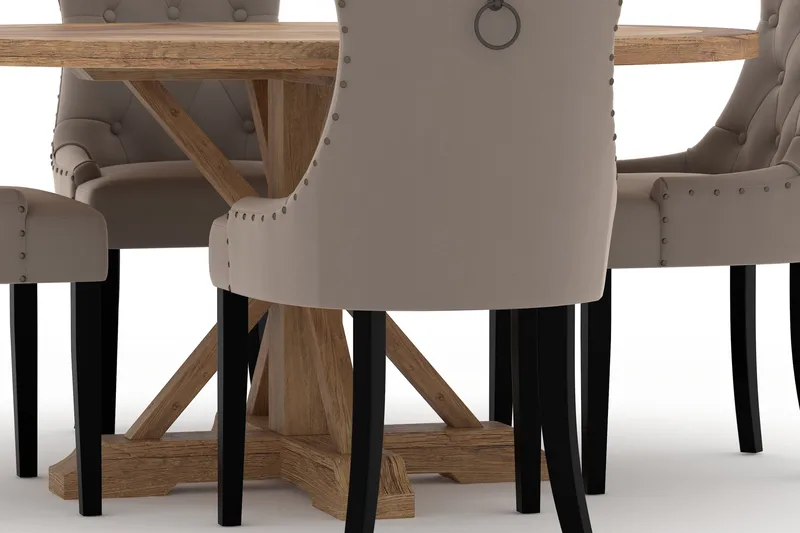 Ruokailuryhmä Yorkshire 150 cm Pyöreä 4 Ophelia tuolia - Ruskea - Huonekalut - Pöytä & ruokailuryhmä - Ruokailuryhmä