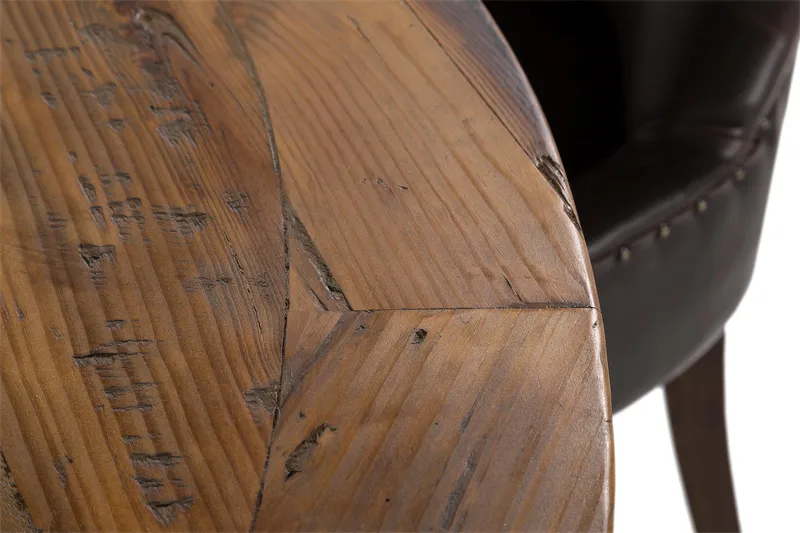 Ruokailuryhmä Yorkshire 150 cm Pyöreä 6 Hermione tuolia - Vintage Jalava/Ruskea PU - Huonekalut - Pöytä & ruokailuryhmä - Ruokailuryhmä