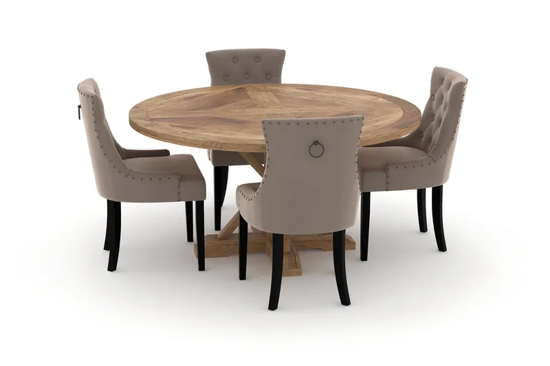 Ruokailuryhmä Yorkshire 150 cm Pyöreä 4 Ophelia tuolia, Ruskea