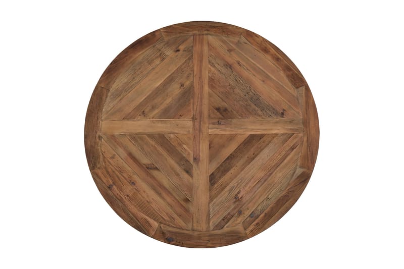 Ruokailuryhmä Yorkshire 150 cm Pyöreä 4 Hermione tuolia - Vintage Jalava/Ruskea PU - Huonekalut - Pöytä & ruokailuryhmä - Ruokailuryhmä