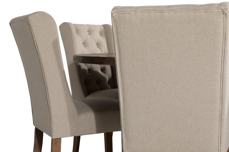 Ruokailuryhmä Yorkshire 150 cm Pyöreä 6 Isolde tuolia - Vintage Jalava/Beige - Huonekalut - Pöytä & ruokailuryhmä - Ruokailuryhmä