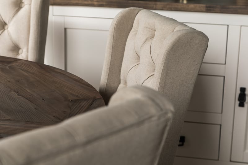 Ruokailuryhmä Yorkshire 150 cm Pyöreä 6 Isolde tuolia - Vintage Jalava/Beige - Huonekalut - Pöytä & ruokailuryhmä - Ruokailuryhmä
