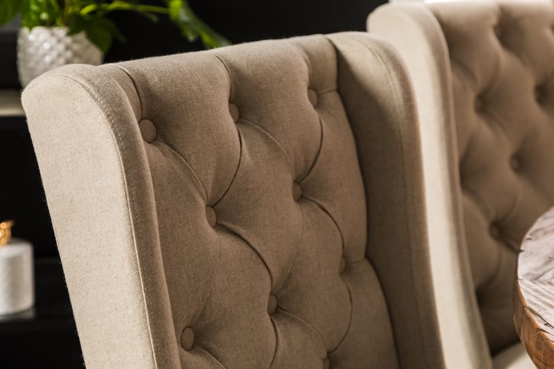 Ruokailuryhmä Yorkshire 150 cm Pyöreä 6 Isolde tuolia - Vintage Jalava/Beige - Huonekalut - Pöytä & ruokailuryhmä - Ruokailuryhmä
