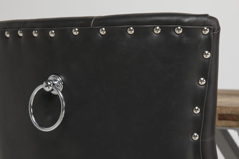 Ruokailuryhmä Yorkshire 150 cm Pyöreä 6 Hermione tuolia - Vintage Jalava/Valk/Musta PU - Huonekalut - Pöytä & ruokailuryhmä - Ruokailuryhmä