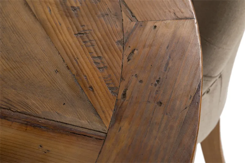 Ruokailuryhmä Yorkshire 150 cm Pyöreä 4 Ophelia tuolia - Vintage Jalava/Beige - Huonekalut - Pöytä & ruokailuryhmä - Ruokailuryhmä