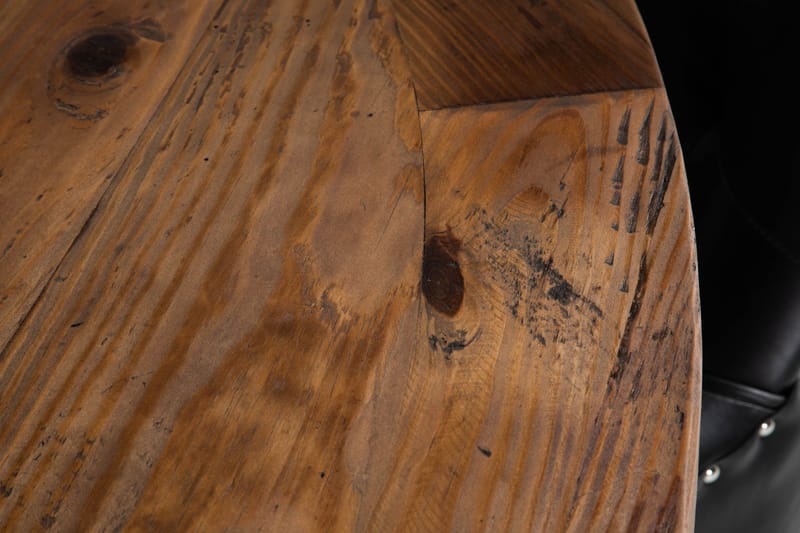 Ruokailuryhmä Yorkshire 150 cm Pyöreä 4 Hermione tuolia - Vintage Jalava/Musta PU - Huonekalut - Pöytä & ruokailuryhmä - Ruokailuryhmä