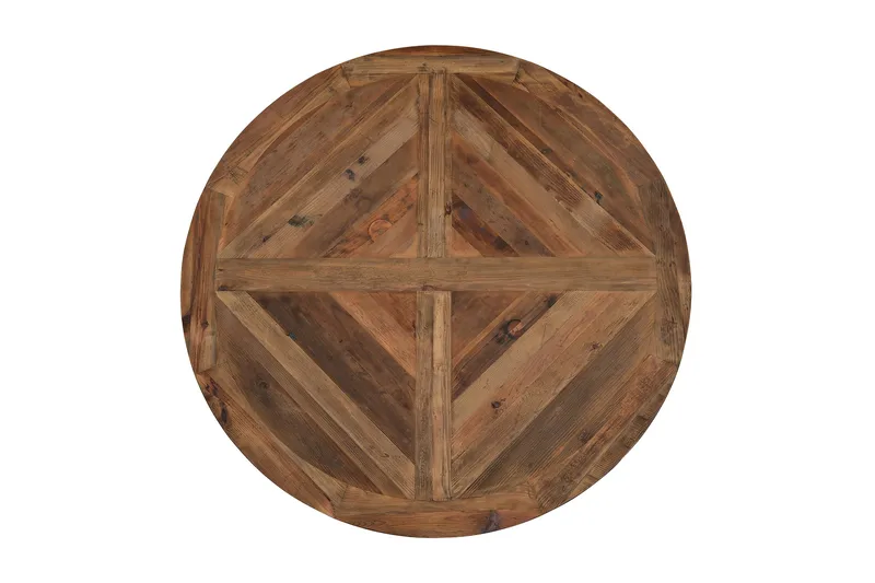 Ruokailuryhmä Yorkshire 150 cm Pyöreä 6 Hermione tuolia - Vintage Jalava/Musta PU - Huonekalut - Pöytä & ruokailuryhmä - Ruokailuryhmä