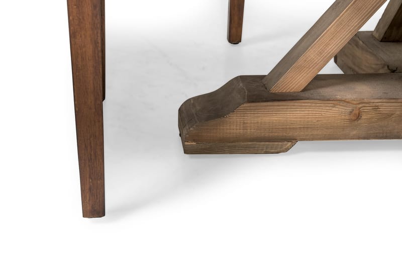 Ruokailuryhmä Yorkshire 150 cm Pyöreä 4 Hermione tuolia - Vintage Jalava/Ruskea PU - Huonekalut - Pöytä & ruokailuryhmä - Ruokailuryhmä